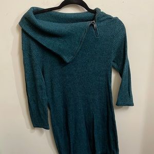 Emerald Dress with Asymmetrical Neckline